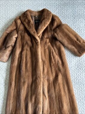 MARBLE Brown Mink Fur Trench Coat - Classic Women's Outerwear